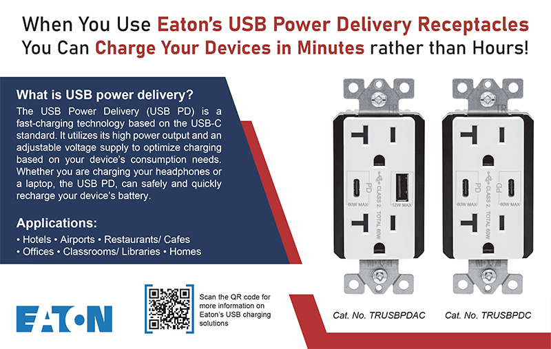 Eaton's USB Power Delivery Receptacles ad