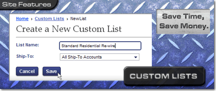 Custom Product Lists at ElliottElectric.com