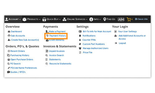 Account: Find Payment History