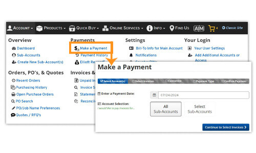 Find invoices to make payment.