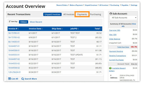 Account Overview: Find Payments