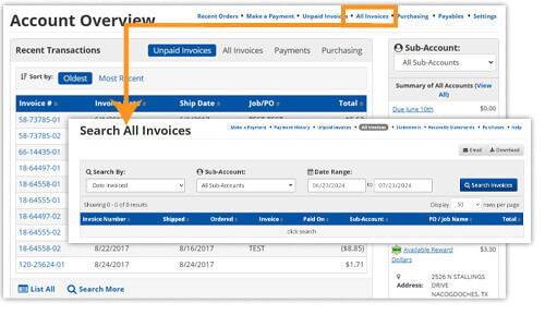 Search old Account Invoices