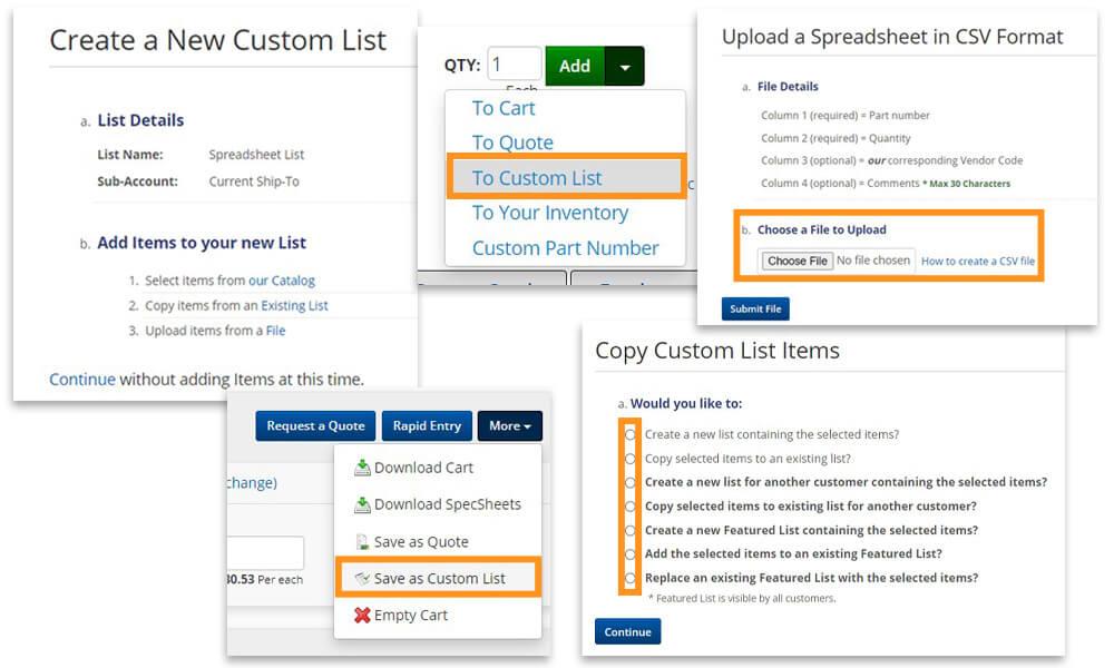 Create list with items in your Shopping Cart