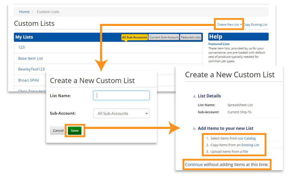 Create new custom list