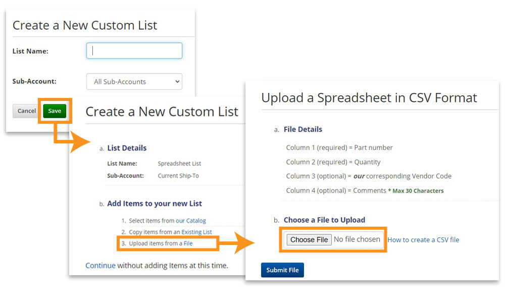 Create new list with a spreadsheet