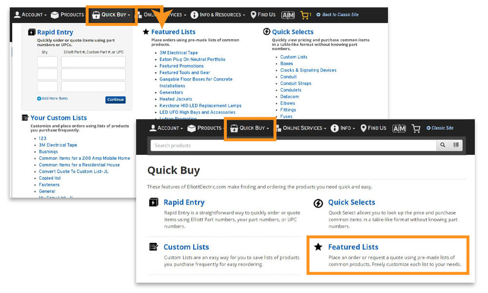 User custom shopping lists