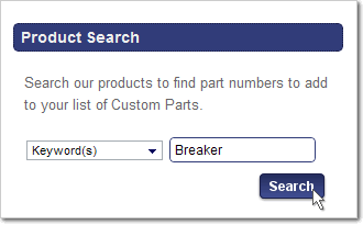 Search Elliott Products to Create, Add, Delete, or Maintain Custom Part Numbers
