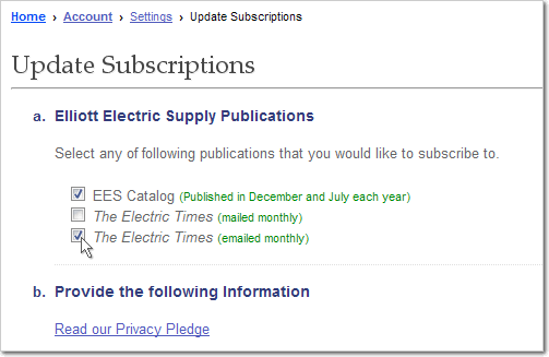 Subscribe to the Elliott Catalog and/or Electric Times