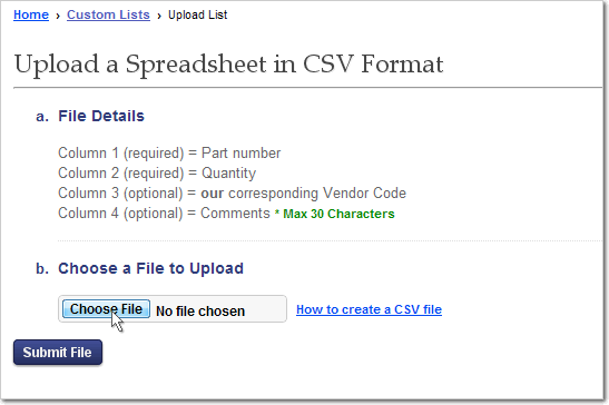 Hot to Create and Upload a .CSV file as a Custom List