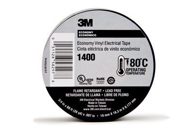 140034X60 - Economy Elec Vinyl Tape 3/4" X 60', Black, 10/Carton - 3M