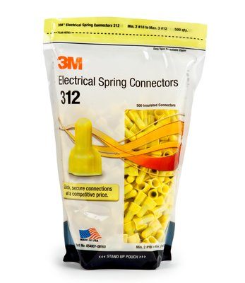 312B0X - Secure Grip Wire Connector SG-Y Pouch, Yellow - 3M