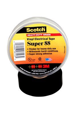 88 - Super 88 Vinyl Electrical Tape, 3/4" X 66', BK - Scotch