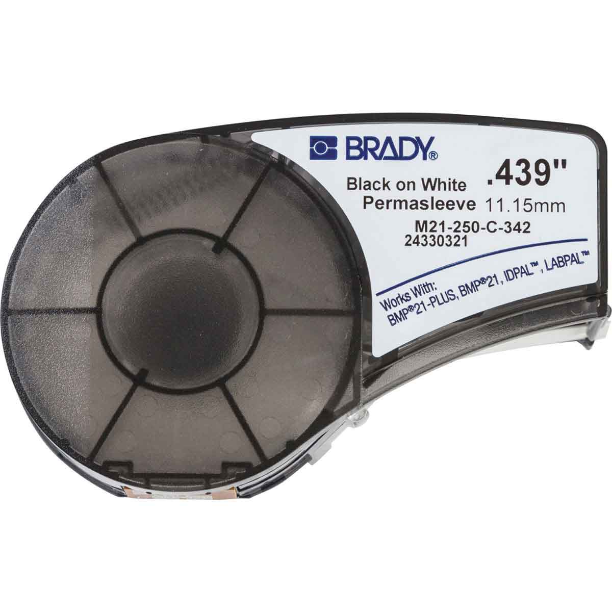 M21250C342 - Heat Shrink Labels, 0.25" Dia, BK/WH - Brady®