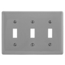 NP3GY - Wallplate, 3-G, 3) Togg, Gy - Hubbell Wiring Devices