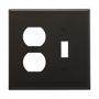 PJ18BK - Wallplate 2G Toggle/Duplex Poly Mid BK - Eaton