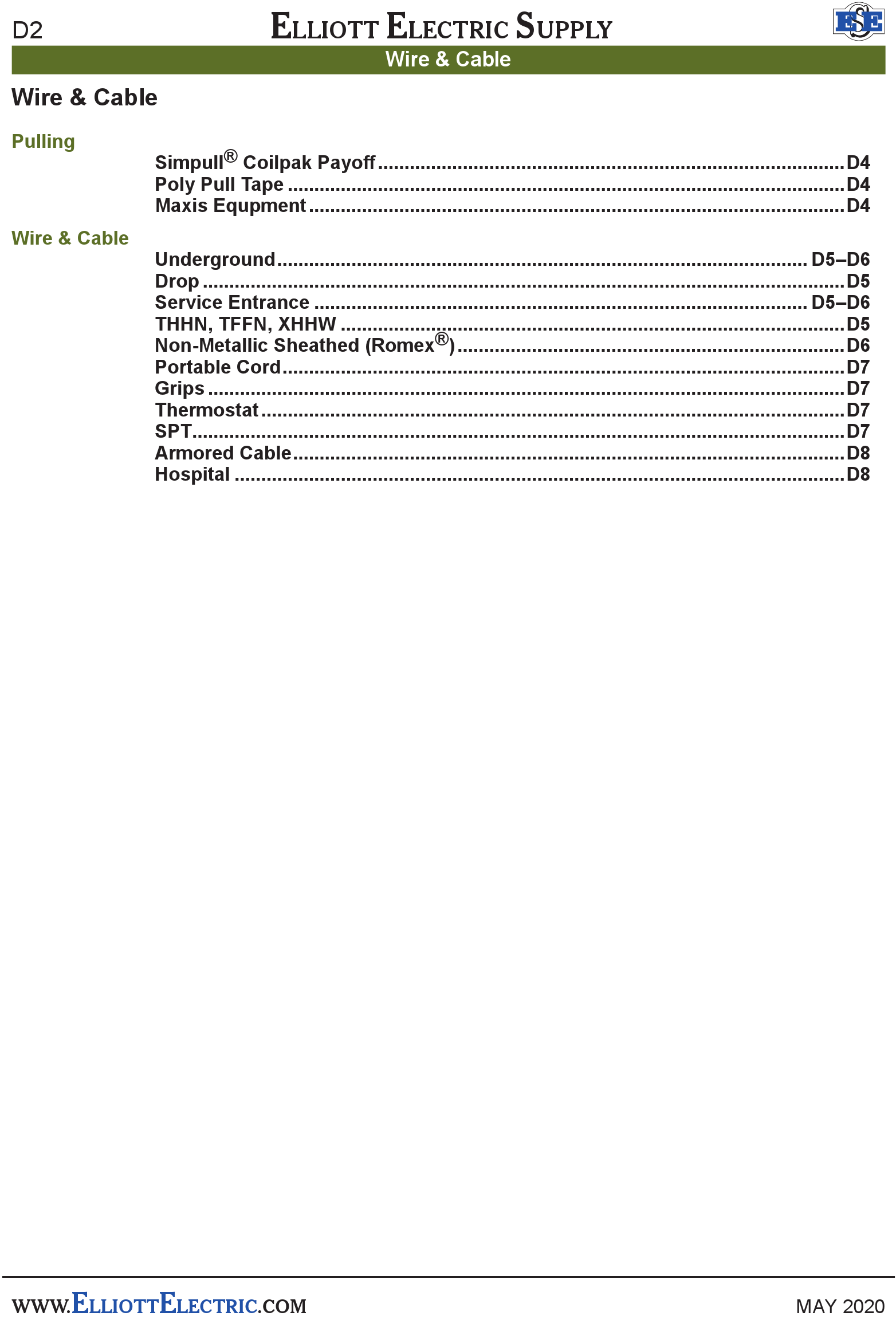 Wire & Cable Print Catalog Page 102 Products Elliott Electric Supply
