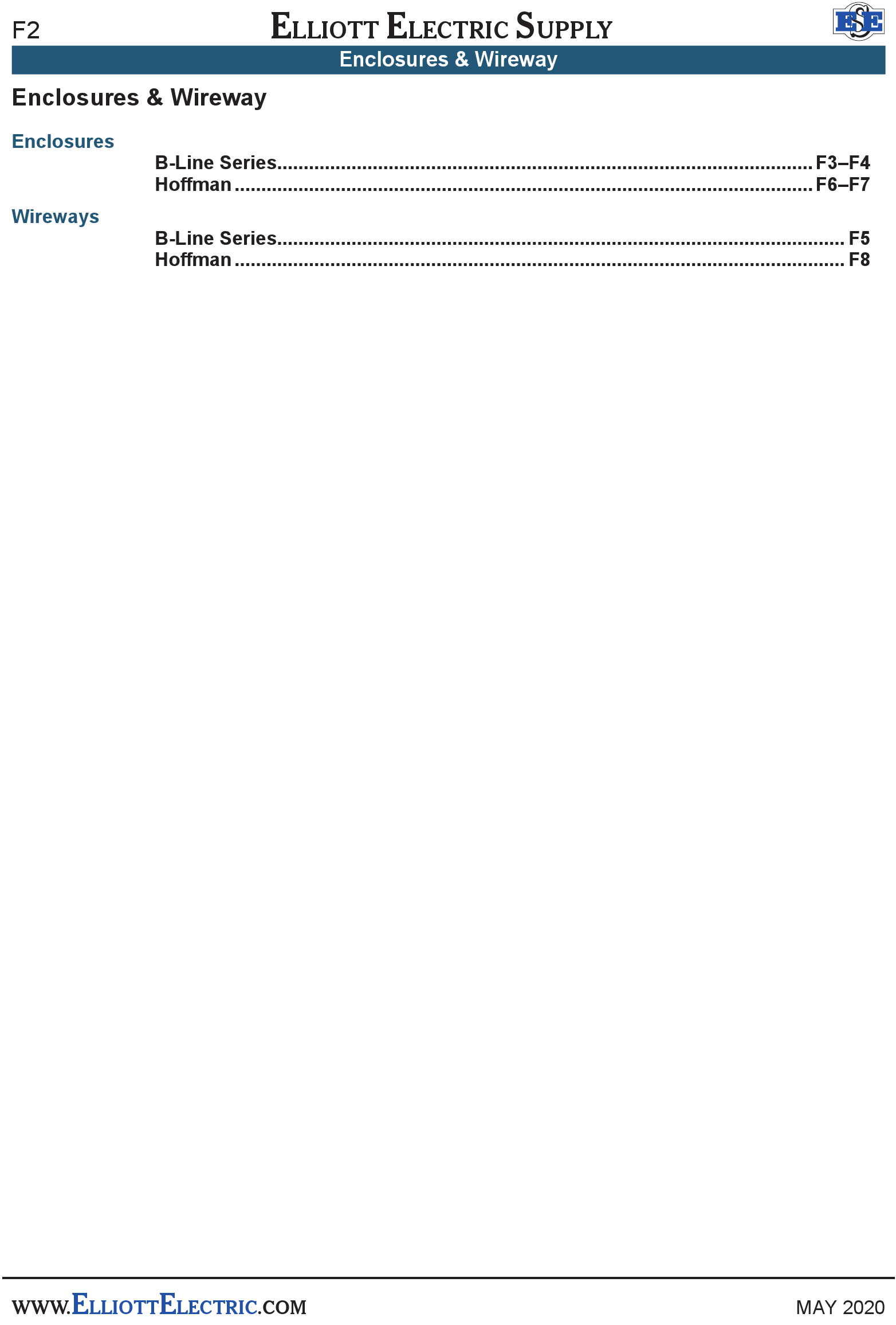 Enclosures & Wireway Print Catalog Page 144 Products Elliott