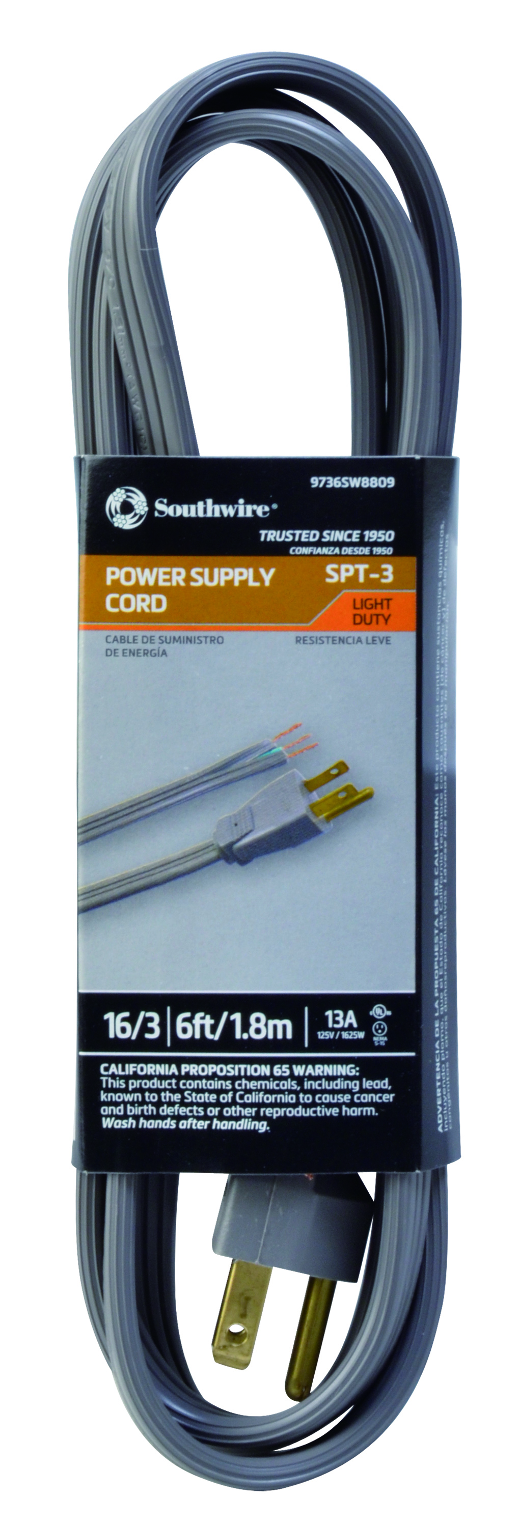 097368809 - 6' Appliance Cord Straight - Cables & Cords