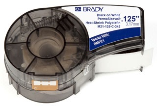 110923 - Heat Shrink Labels, 0.125" Dia X 7', BK/WH - Brady