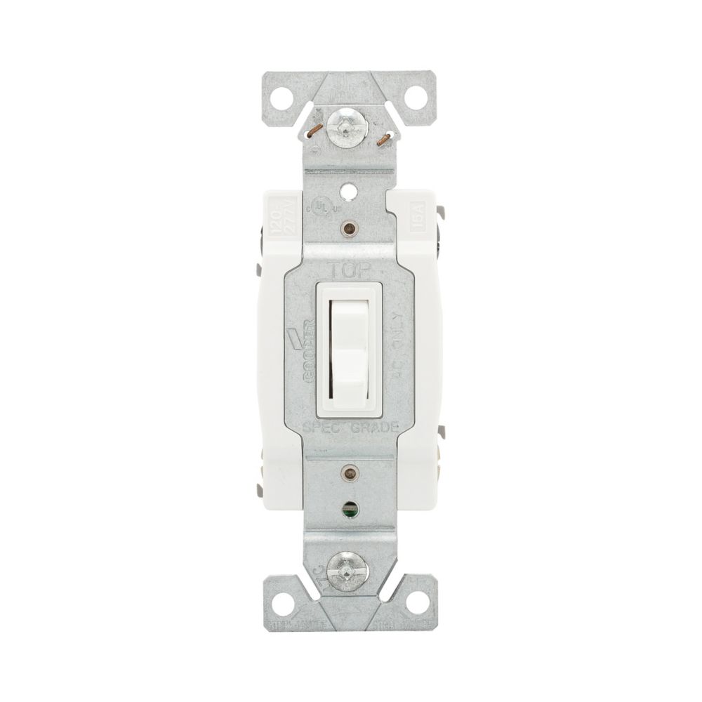 12427W - Switch Toggle 4WAY 15A 120V GRD WH - Eaton