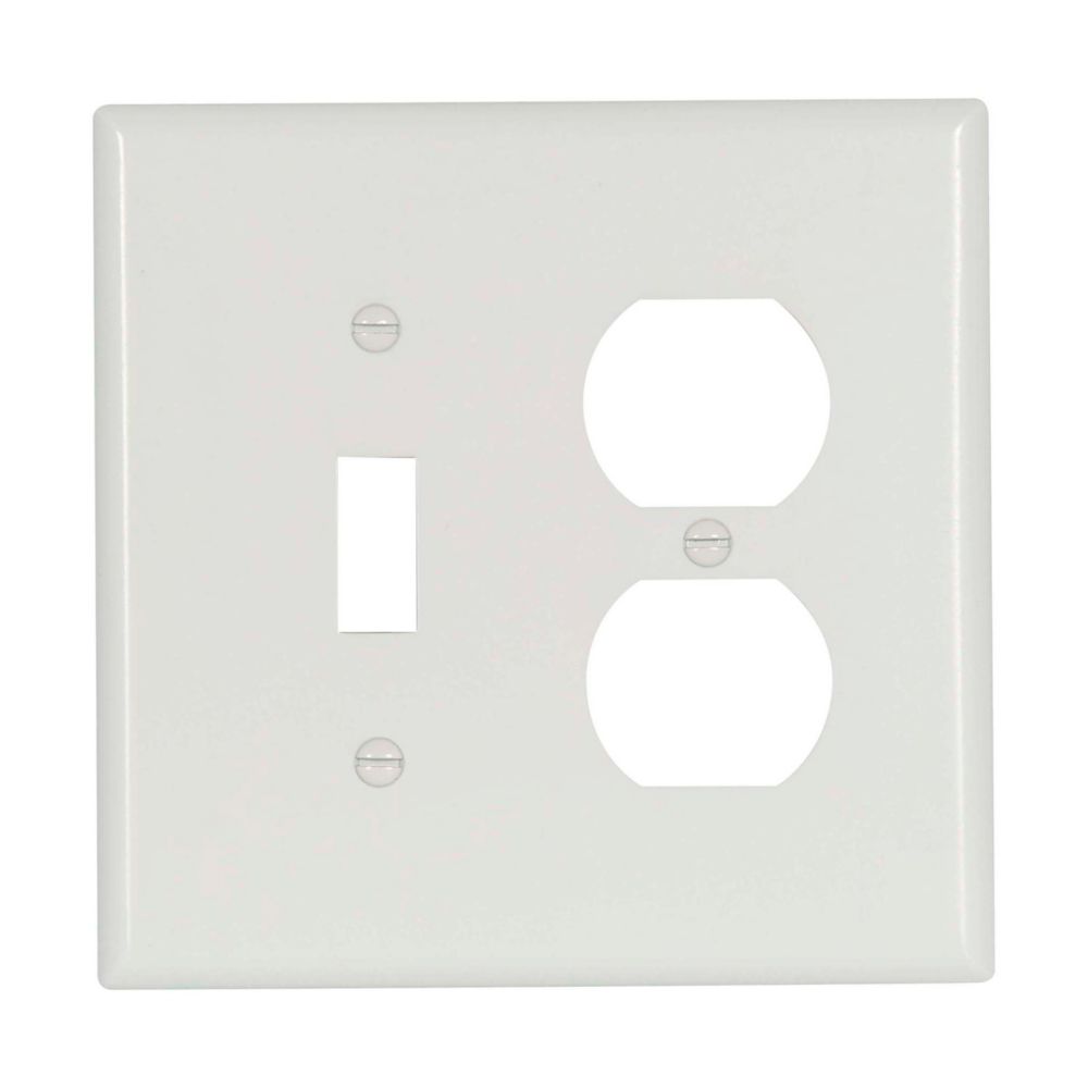 2038W - Wallplate 2G Toggle/Duplex THRMST Mid WH - Eaton