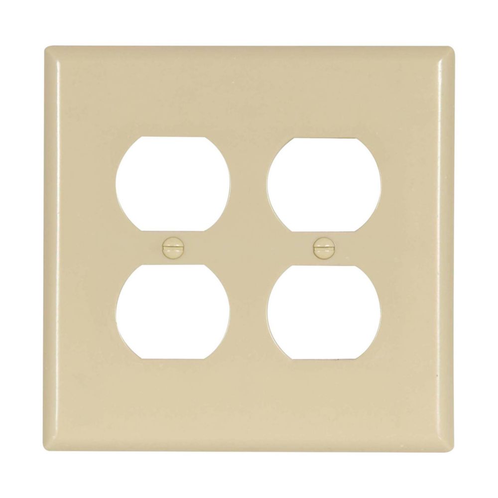 2050V - Wallplate 2G Dup Recp Thermoset Mid Iv - Eaton