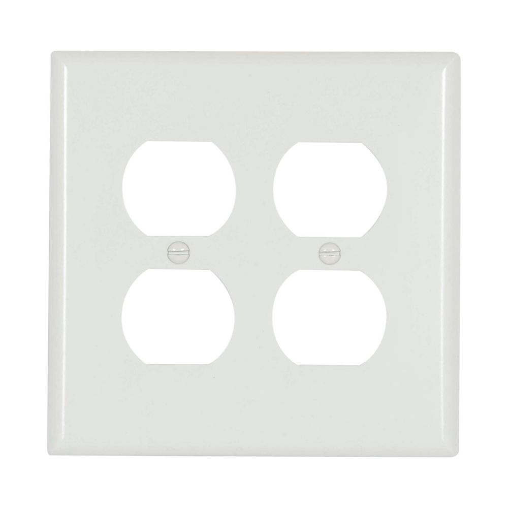 2050W - Wallplate 2G Dup Recp Thermoset Mid WH - Eaton