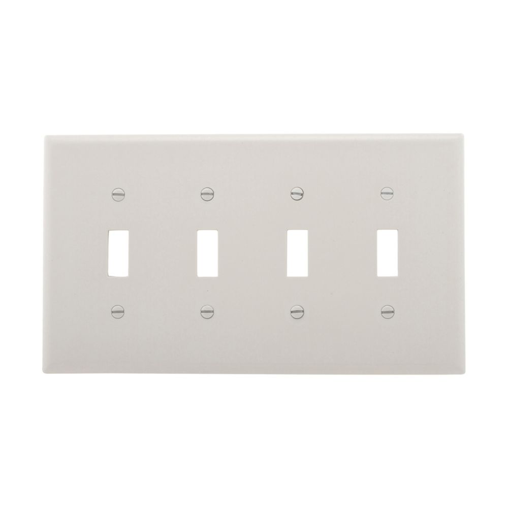 2054W - Wallplate 4G Toggle Thermoset Mid WH - Eaton