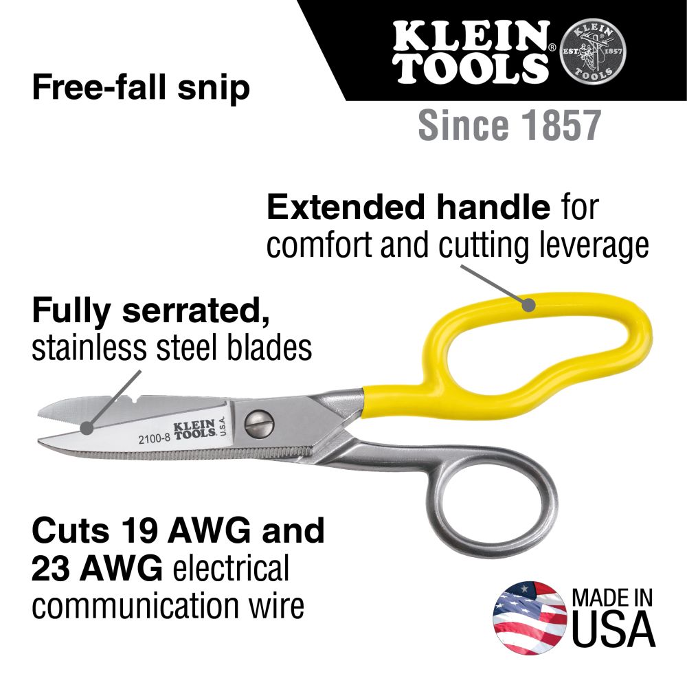 21008 2100-8 Klein Tools Free-Fall Snip Stainless Steel