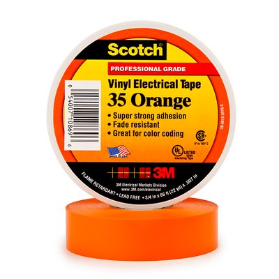 350R - Vinyl Color Coding Elec Tape 35, 3/4" X 66', Orange - Scotch