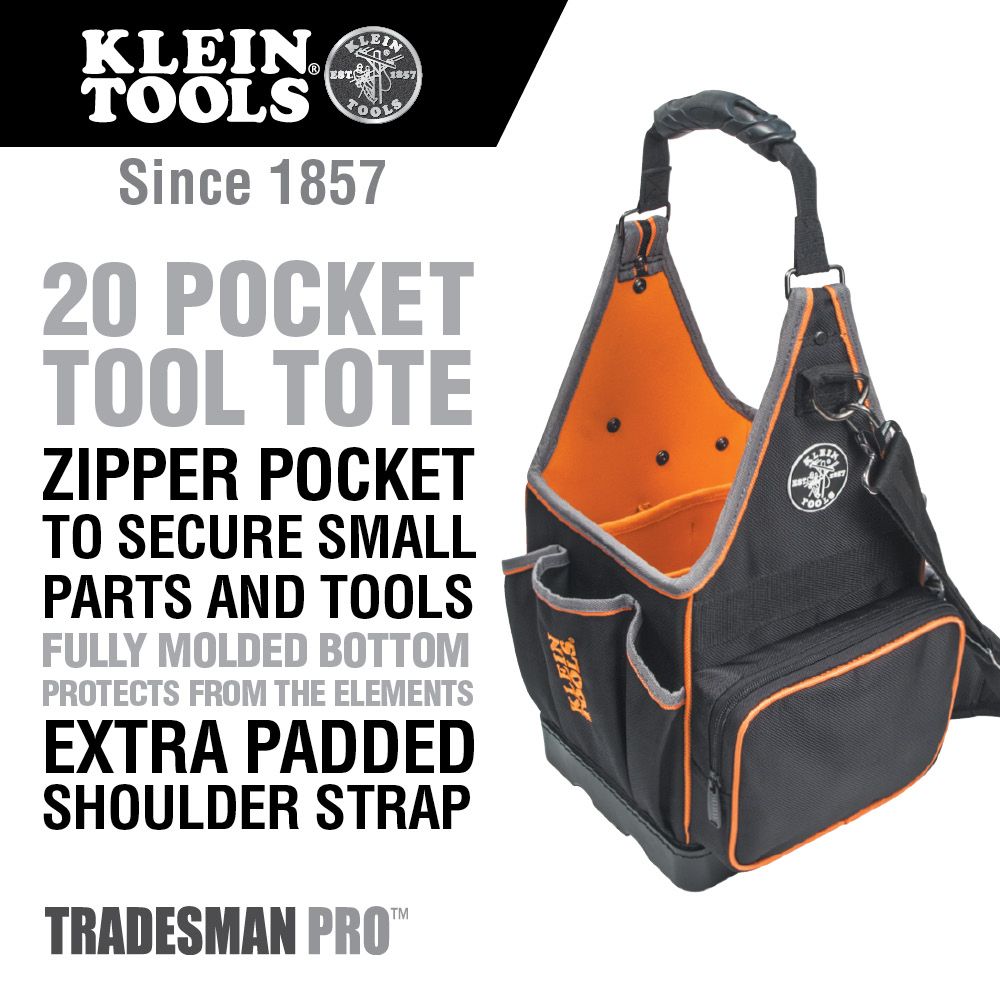 55415814 Klein Tools Tool Bag, Tradesman Pro Tool Tote, 20 Pockets, 8