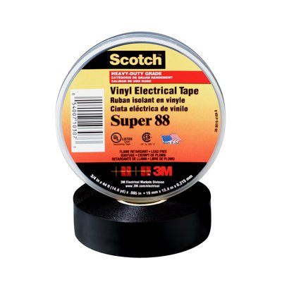 88SUPER - Super 88 Vinyl Electrical Tape, 1-1/2" X 44', BK - Scotch