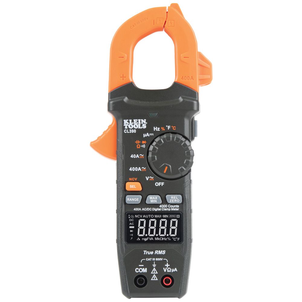 CL390 - Ac/DC Digital Clamp Meter, Auto-Ranging 400 Amp - Klein Tools