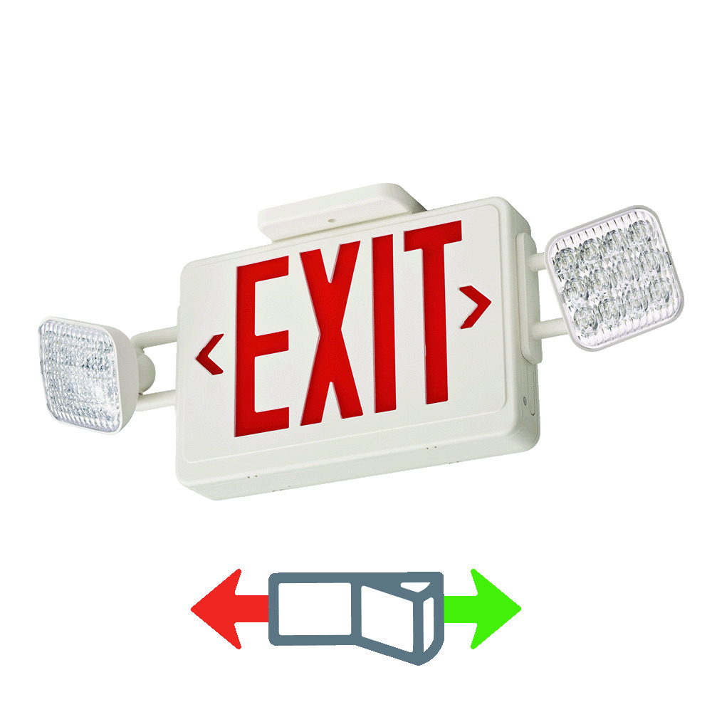 ECRGSQM6 - Led Exit/Emergency Combo Red/Green LTR SQR Heads - Lithonia Lighting