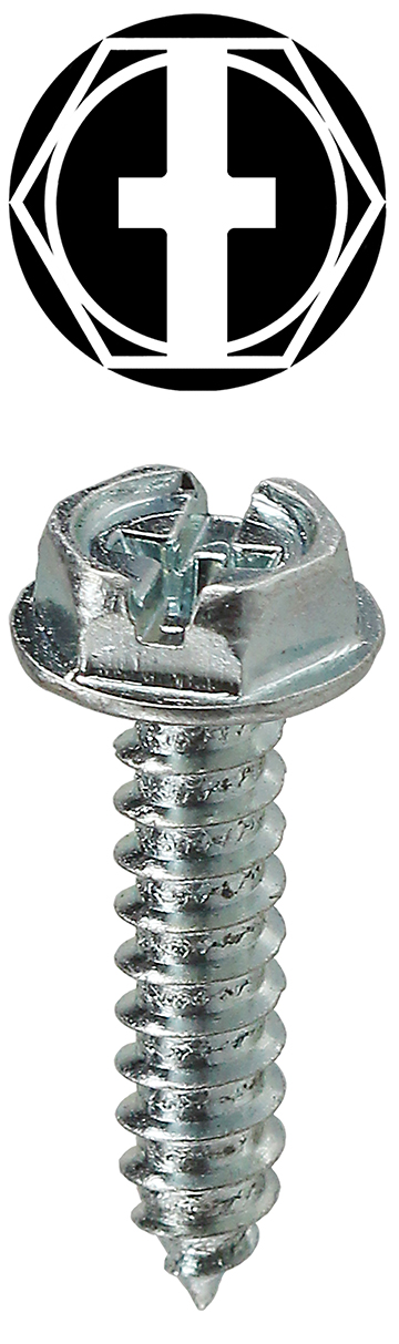 200 Slotted Hex Washer 12 x 3 Sheet Metal Screw Type A Zinc Plated SMS 