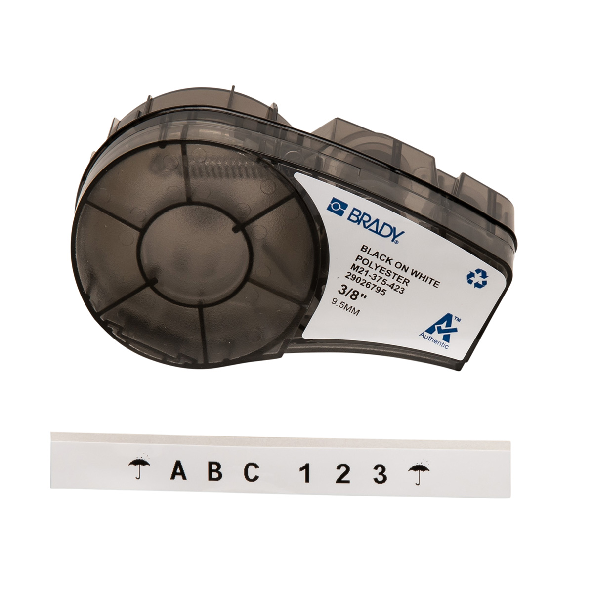 M21375423 - Polyester Labels, 0.375" X 21', BK/WH - Brady®