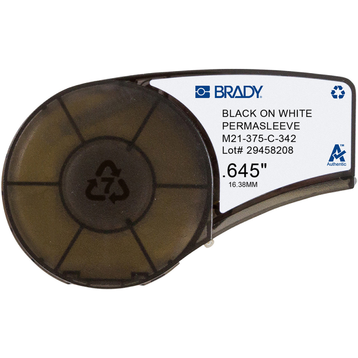 M21375C342 - Heat Shrink Labels, 0.375" Dia X 7', BK/WH - Brady®