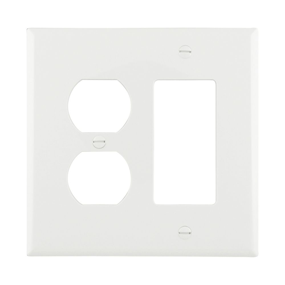 PJ826W - Wallplate 2G Dup/Deco Combo Poly Mid WH - Eaton