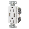 USB15A5W - RCPT Dup 15A 125V 5A 5V Usb Port A WH - Hubbell Wiring Devices
