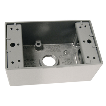 PASS & SEYMOUR WEATHERPROOF SINGLE GANG OUTLET BOX WPB25 FIVE 1/2" HOLES 